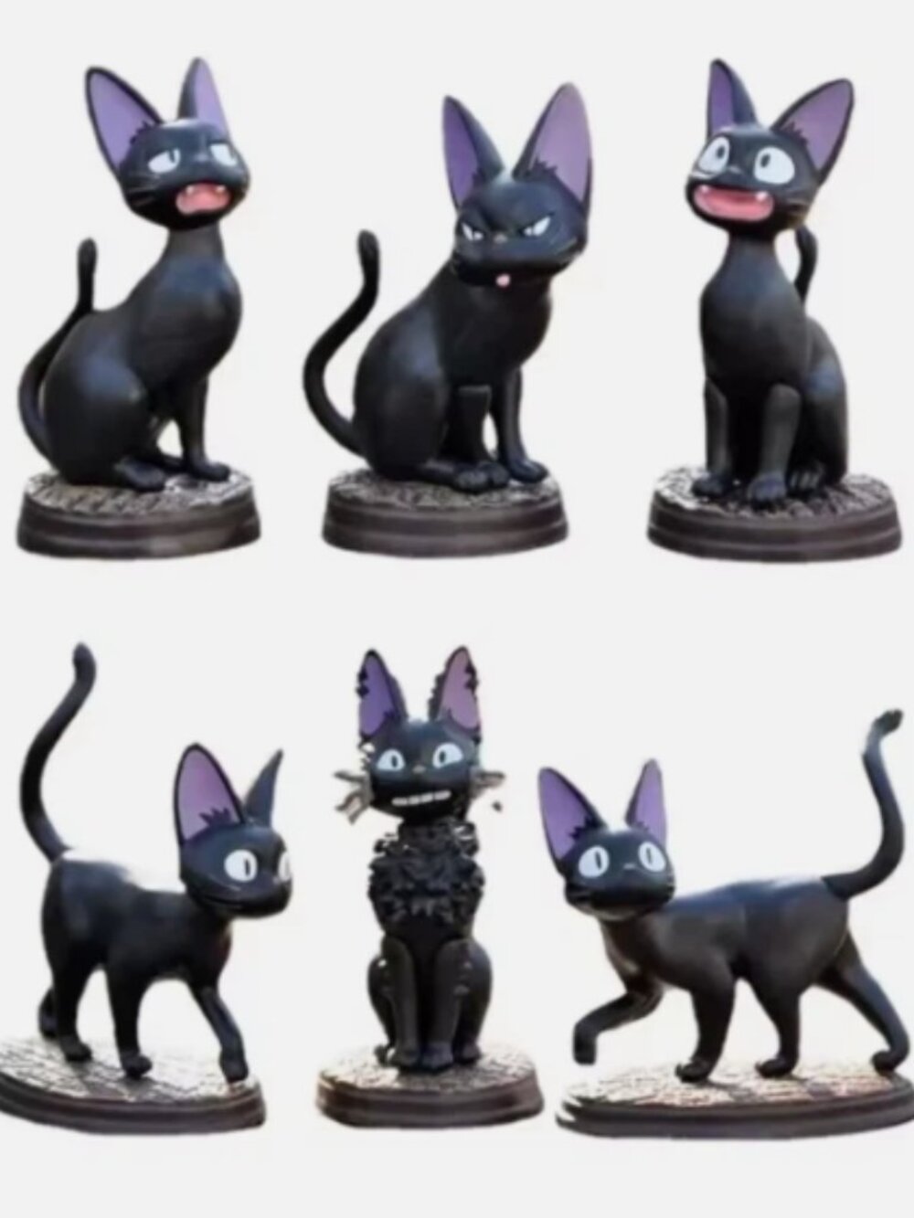 Set of 6 Black Cat Anime Figures Studio Kiki's Kawaii Mini Collectible Figurines
